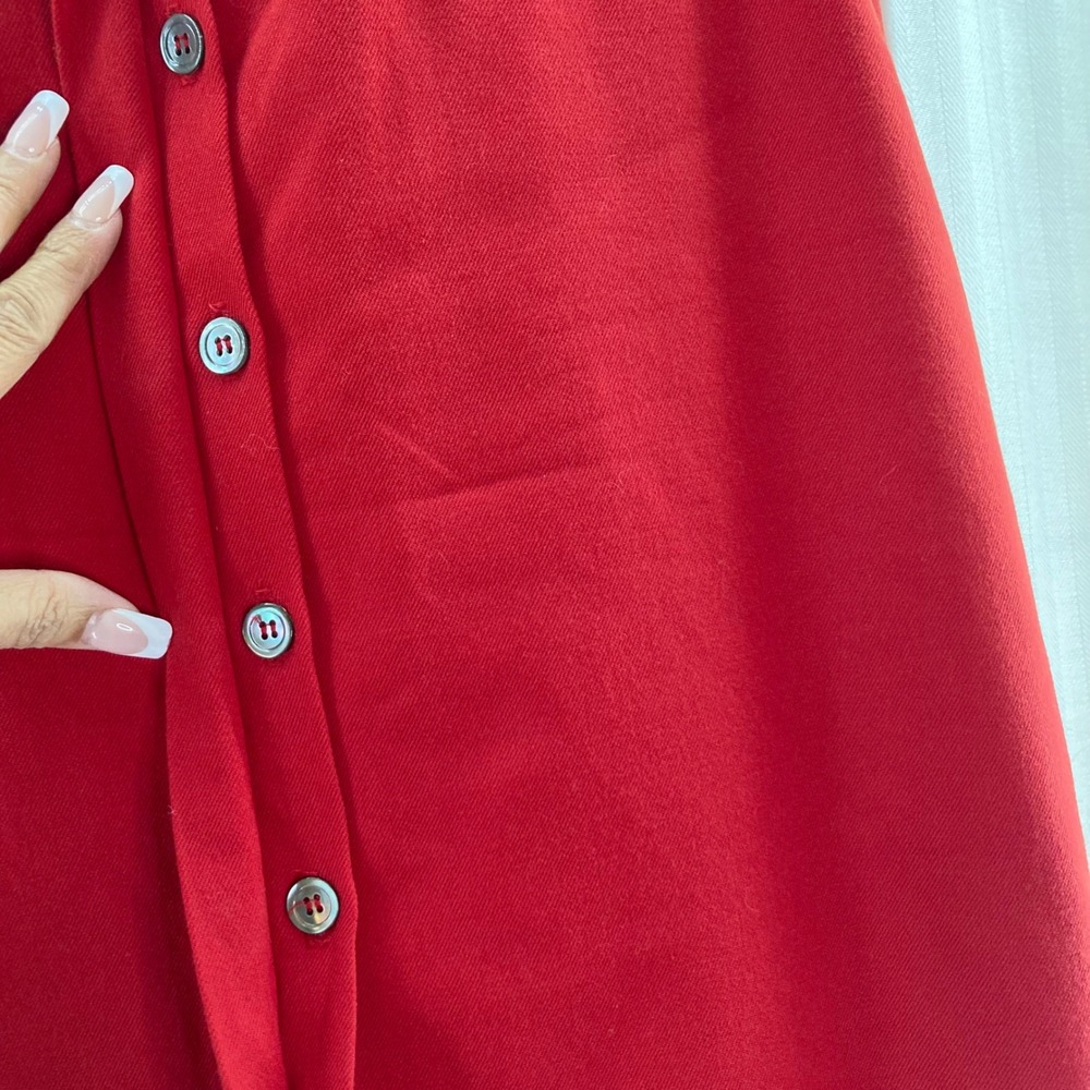 Ellen Tracy Red Wool Blend Button Front Midi Skir… - image 4